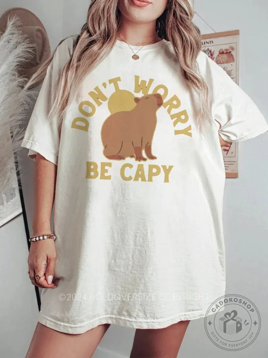 Don't Worry Be Capybara Vintage Animal Lover Graphic T-Shirt