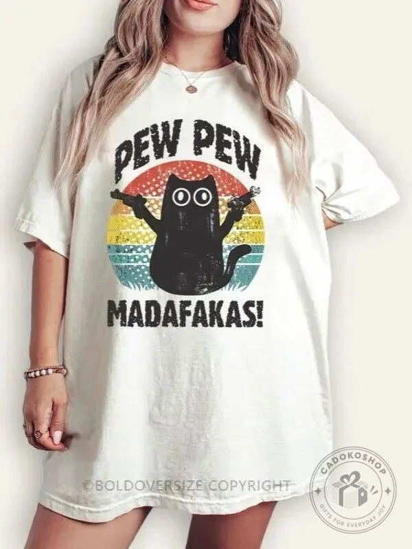 Pew Pew Madafakas Funny Cat Meme Vintage T-Shirt