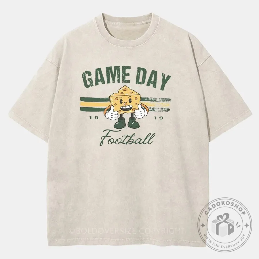 Vintage Game Day Football Cheesehead Mascot Washed T-Shirt